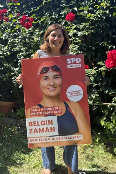Plakataktion 'Unser Annabad muss saniert werden', Kleefeld, August 2026